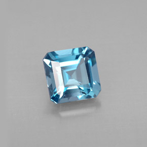 Topázio azul natural 1,36ct, corte esmeralda, VVS-VS