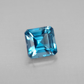 Topázio azul natural 1,44ct, corte esmeralda, VVS-VS