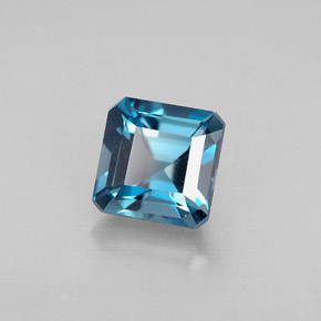 Topázio azul natural 1,50ct, corte esmeralda, VVS-VS