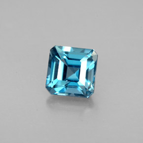 Topázio azul natural 1,57ct, corte esmeralda, VVS-VS