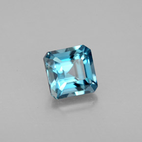 Topázio azul natural 1,57ct, corte esmeralda, VVS-VS