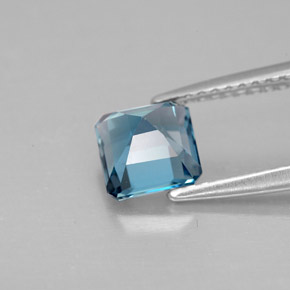 Topázio azul natural 1,57ct, corte esmeralda, VVS-VS