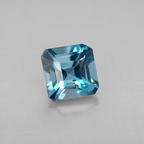 Topázio azul natural 1,35ct, corte esmeralda, VVS-VS