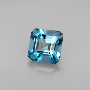 Topázio azul natural 1,35ct, corte esmeralda, VVS-VS