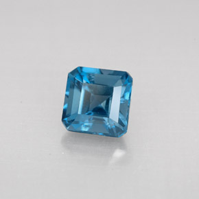 Topázio azul natural 1,61ct, corte esmeralda, VVS-VS
