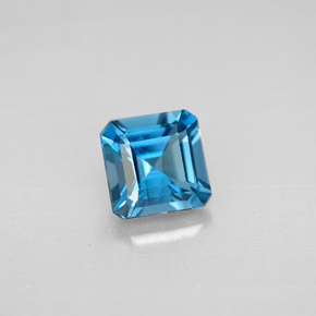 Topázio azul natural 1,37ct, corte esmeralda, VVS-VS