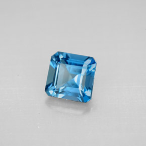 Topázio azul natural 1,37ct, corte esmeralda, VVS-VS
