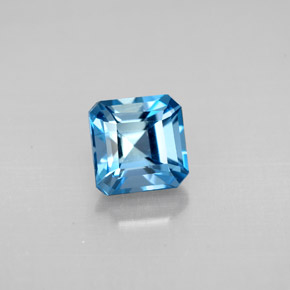 Topázio azul natural 1,59ct, corte esmeralda, VVS-VS