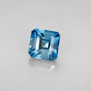 Topázio azul natural 1,59ct, corte esmeralda, VVS-VS