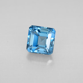 Topázio azul natural 1,64ct, corte esmeralda, VVS-VS