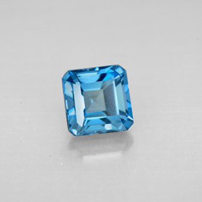 Topázio azul natural 1,64ct, corte esmeralda, VVS-VS