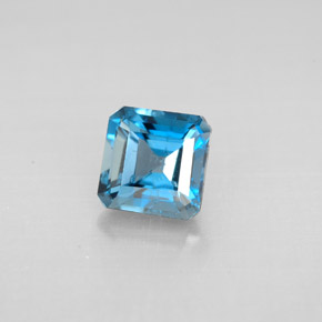 Topázio azul natural 1,48ct, corte esmeralda, VVS-VS
