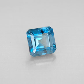 Topázio azul natural 1,48ct, corte esmeralda, VVS-VS