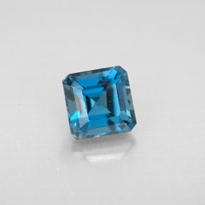 Topázio azul natural 1,60ct, corte esmeralda, VVS-VS