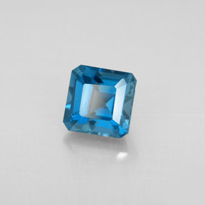 Topázio azul natural 1,60ct, corte esmeralda, VVS-VS