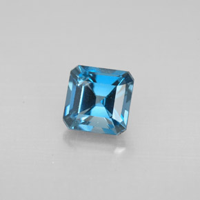 Topázio azul natural 1,47ct, corte esmeralda, VVS-VS