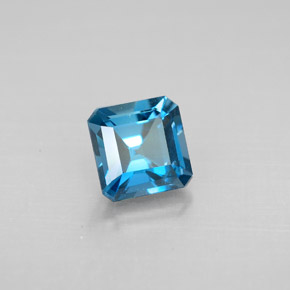 Topázio azul natural 1,47ct, corte esmeralda, VVS-VS