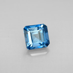 Topázio azul natural 1,46ct, corte esmeralda, VVS-VS