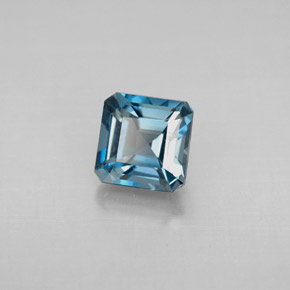 Topázio azul natural 1,61ct, corte esmeralda, VVS-VS