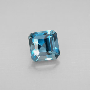 Topázio azul natural 1,52ct, corte esmeralda, VVS-VS