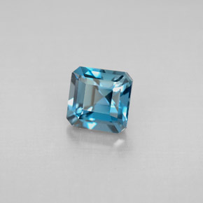 Topázio azul natural 1,52ct, corte esmeralda, VVS-VS