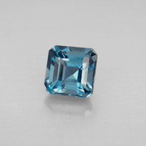 Topázio azul natural 1,54ct, corte esmeralda, VVS-VS