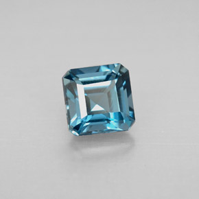 Topázio azul natural 1,54ct, corte esmeralda, VVS-VS