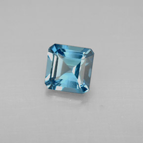 Topázio azul natural 1,38ct, corte esmeralda, VVS-VS