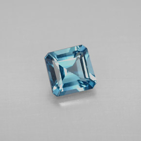 Topázio azul natural 1,38ct, corte esmeralda, VVS-VS