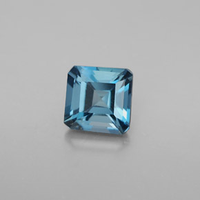Topázio azul natural 1,50ct, corte esmeralda, VVS-VS