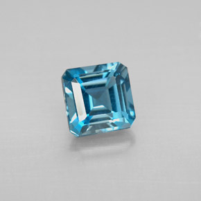Topázio azul natural 1,57ct, corte esmeralda, VVS-VS
