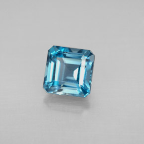 Topázio azul natural 1,57ct, corte esmeralda, VVS-VS