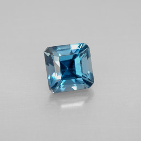 Topázio azul natural 1,57ct, corte esmeralda, VVS-VS