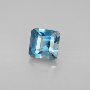 Topázio azul natural 1,57ct, corte esmeralda, VVS-VS