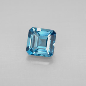 Topázio azul natural 1,45ct, corte esmeralda, VVS-VS