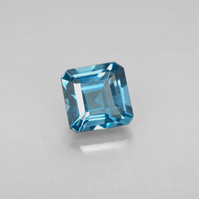 Topázio azul natural 1,45ct, corte esmeralda, VVS-VS