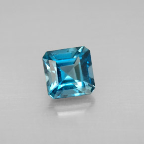 Topázio azul natural 1,50ct, corte esmeralda, VVS-VS