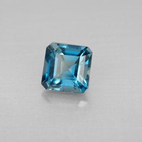 Topázio azul natural 1,50ct, corte esmeralda, VVS-VS