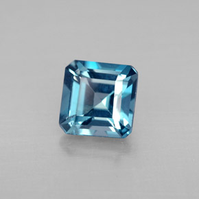 Topázio azul natural 1,51ct, corte esmeralda, VVS-VS