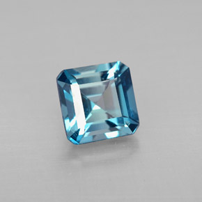 Topázio azul natural 1,51ct, corte esmeralda, VVS-VS