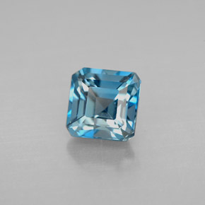 Topázio azul natural 1,77ct, corte esmeralda, VVS-VS