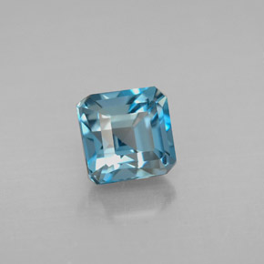 Topázio azul natural 1,77ct, corte esmeralda, VVS-VS