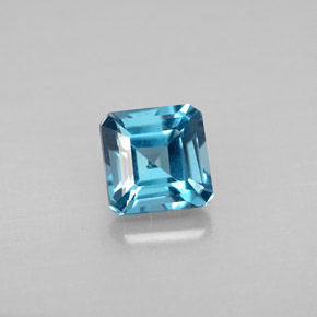 Topázio azul natural 1,57ct, corte esmeralda, VS