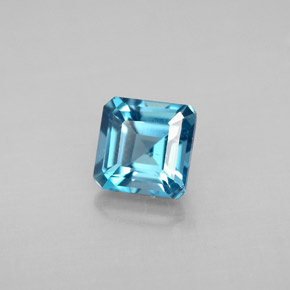 Topázio azul natural 1,57ct, corte esmeralda, VS