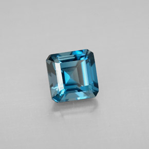 Topázio azul natural 1,51ct, corte esmeralda, VVS-VS