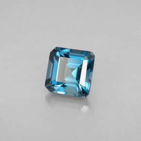 Topázio azul natural 1,51ct, corte esmeralda, VVS-VS