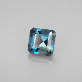 Topázio azul natural 1,46ct, corte esmeralda, VVS-VS