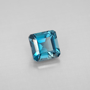 Topázio azul natural 1,46ct, corte esmeralda, VVS-VS