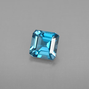 Topázio azul natural 1,34ct, corte esmeralda, VVS-VS