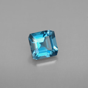 Topázio azul natural 1,34ct, corte esmeralda, VVS-VS